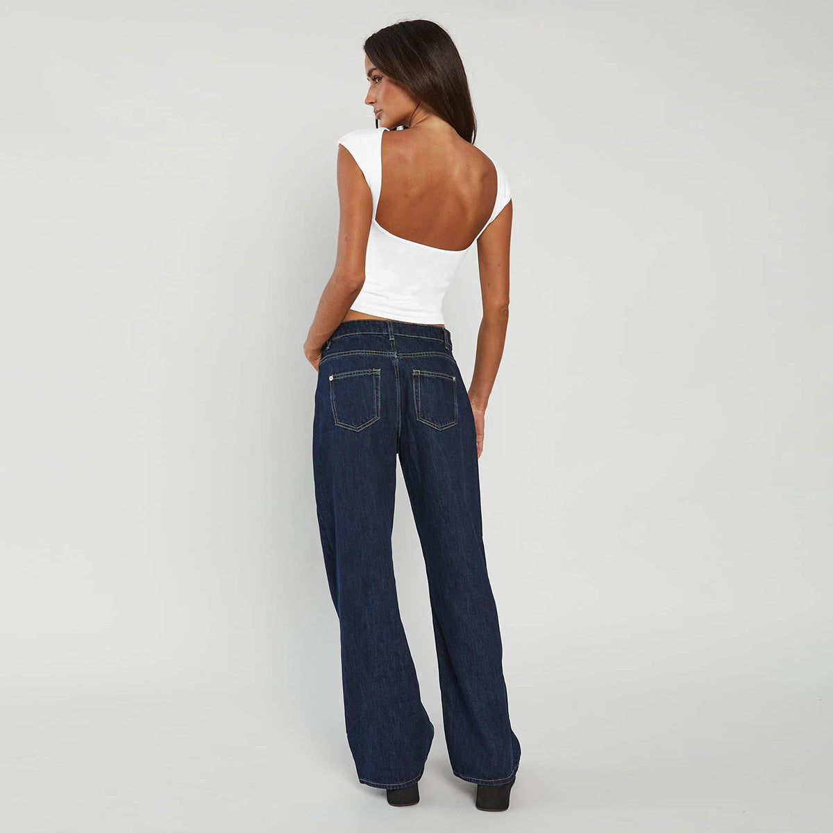 Round-neck Backless Top